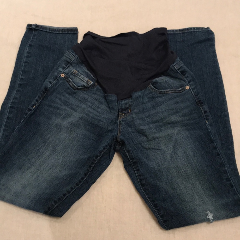 EUC long skinny maternity jeans